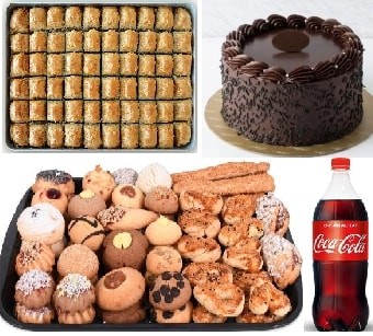 Süper Fırsat Seti: Pasta 1 Kg Baklava 1 Kg Kuru Pasta ve 1 Litre Kola